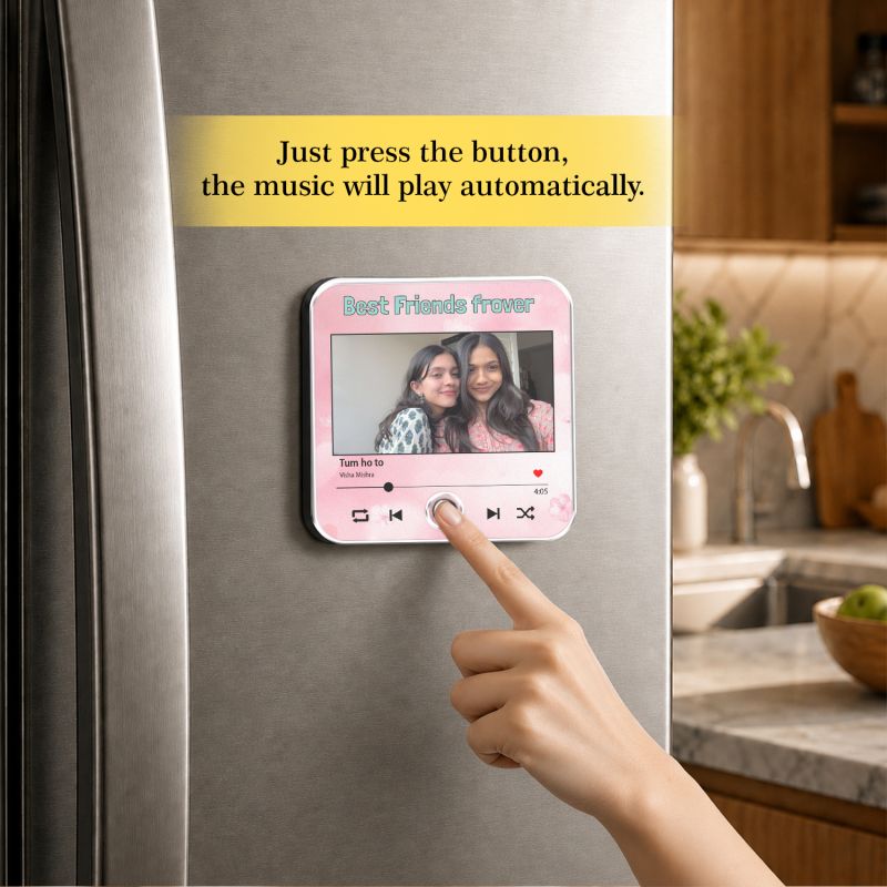 Personalized Musical Fridge Magnet with Photo & Song Rechargeable Battery with Type-C USB Charging | Long-Distance Bestie Gift  Birthday Gift for Bestie & Friends